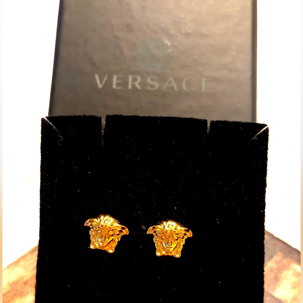 VERSACE MEDUSA STUD EARRINGS GOLD